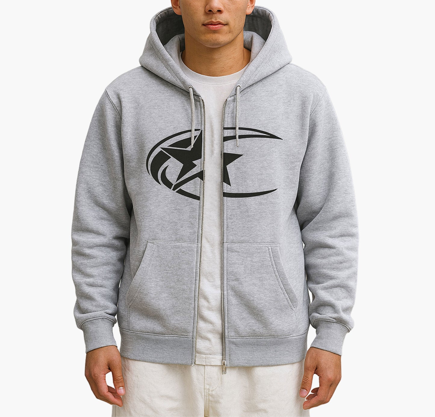 Men’s Moon & Star Hoodie – Casual Zip-Up Pullover