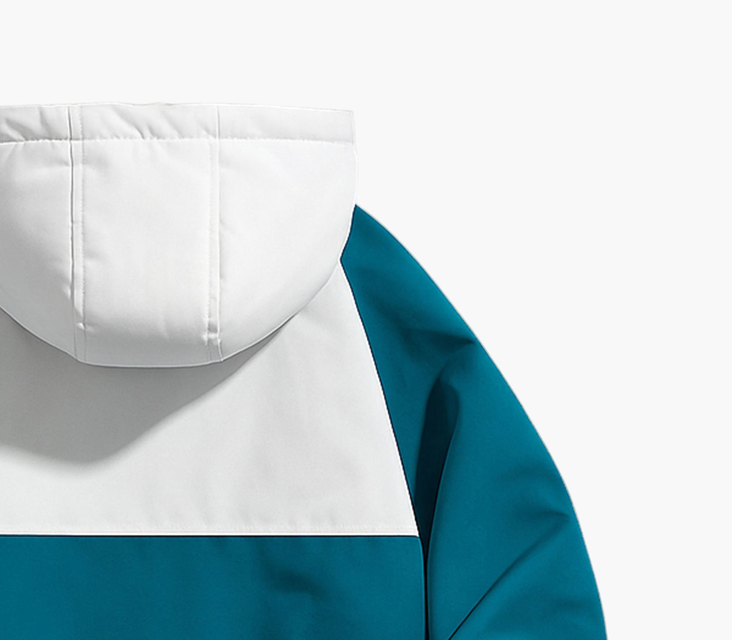 Men’s Turquoise Blue Ski Jacket – Hooded Colorblock Winter Coat with Full Zip