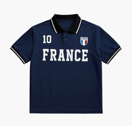 Men’s Khaki “FRANCE” Polo Shirt – Short Sleeve Golf Top