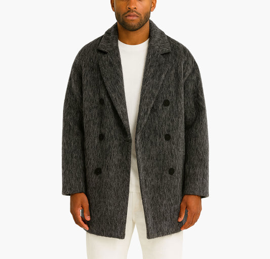 Men’s Tweed Overcoat – Classic Lapel Winter Jacket