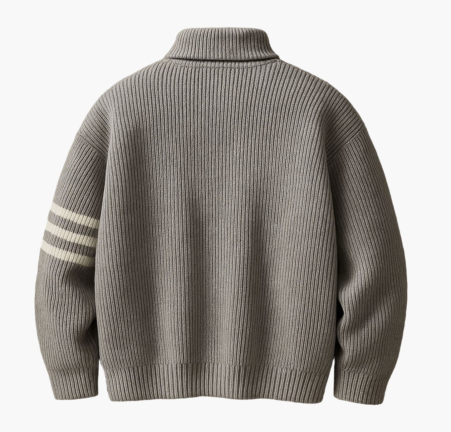 Men’s Oversized Striped Knit Sweater – Half-Zip Winter Jacket