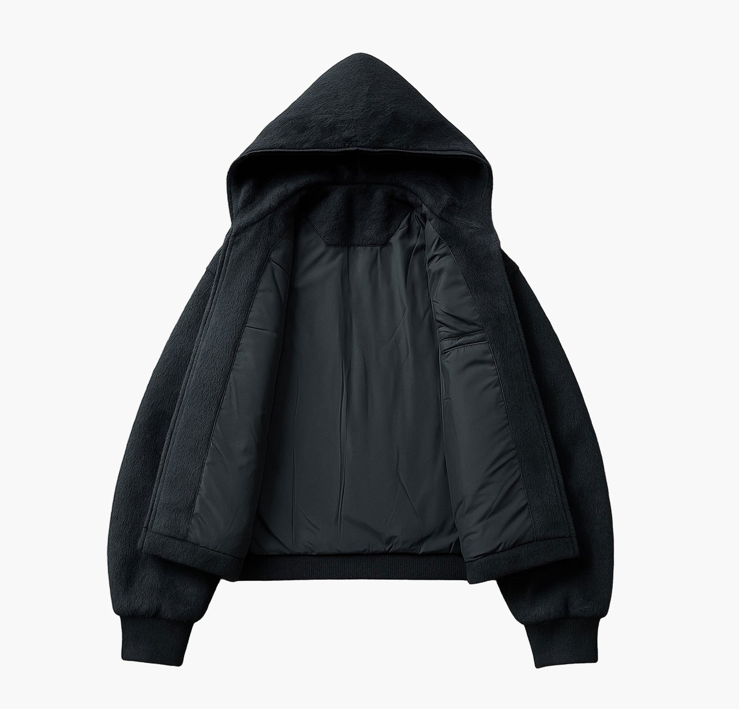 Men’s Plush Hooded Jacket – Thermal Full-Zip Winter Coat