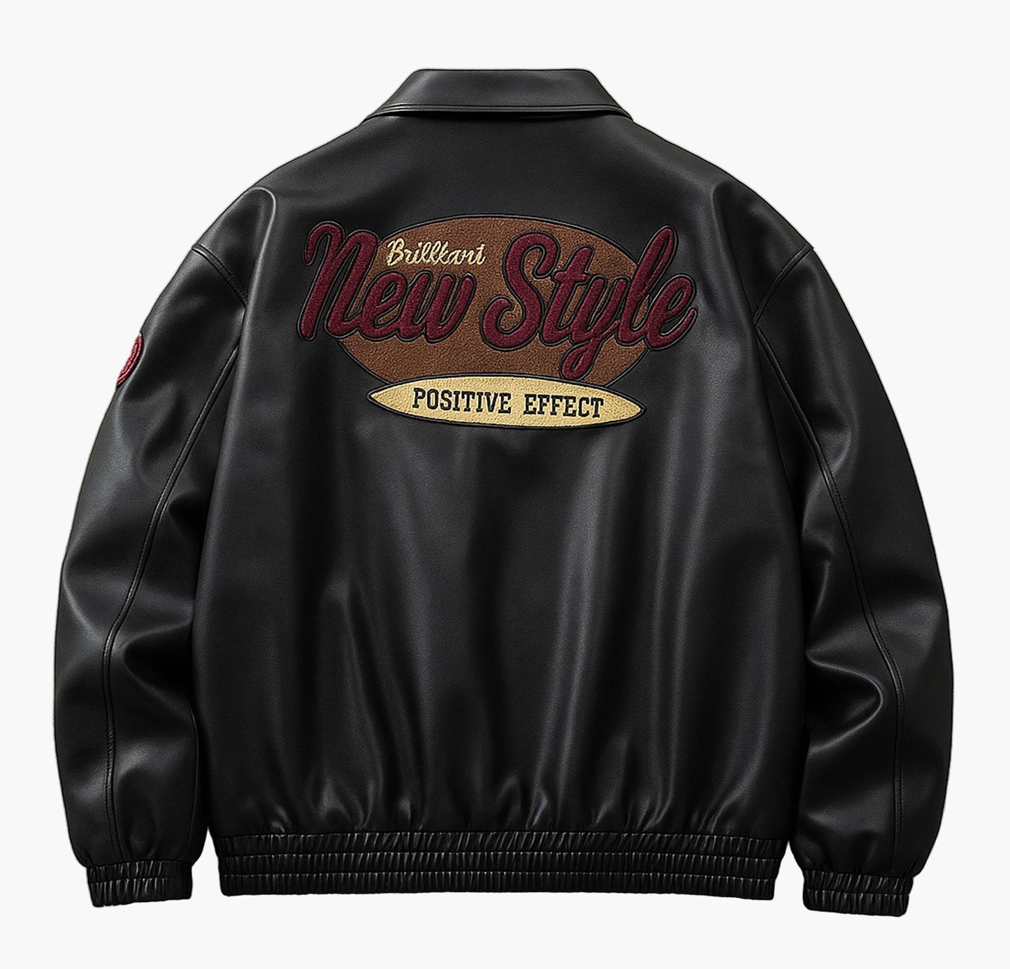 Men’s Vintage Bomber Jacket – Loose Fit Black Zip-Up Retro Coat with Pockets