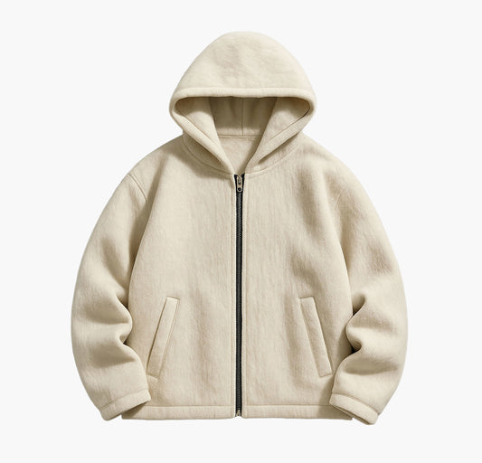 Men’s Plush Hooded Jacket – Full-Zip Thermal Winter Coat