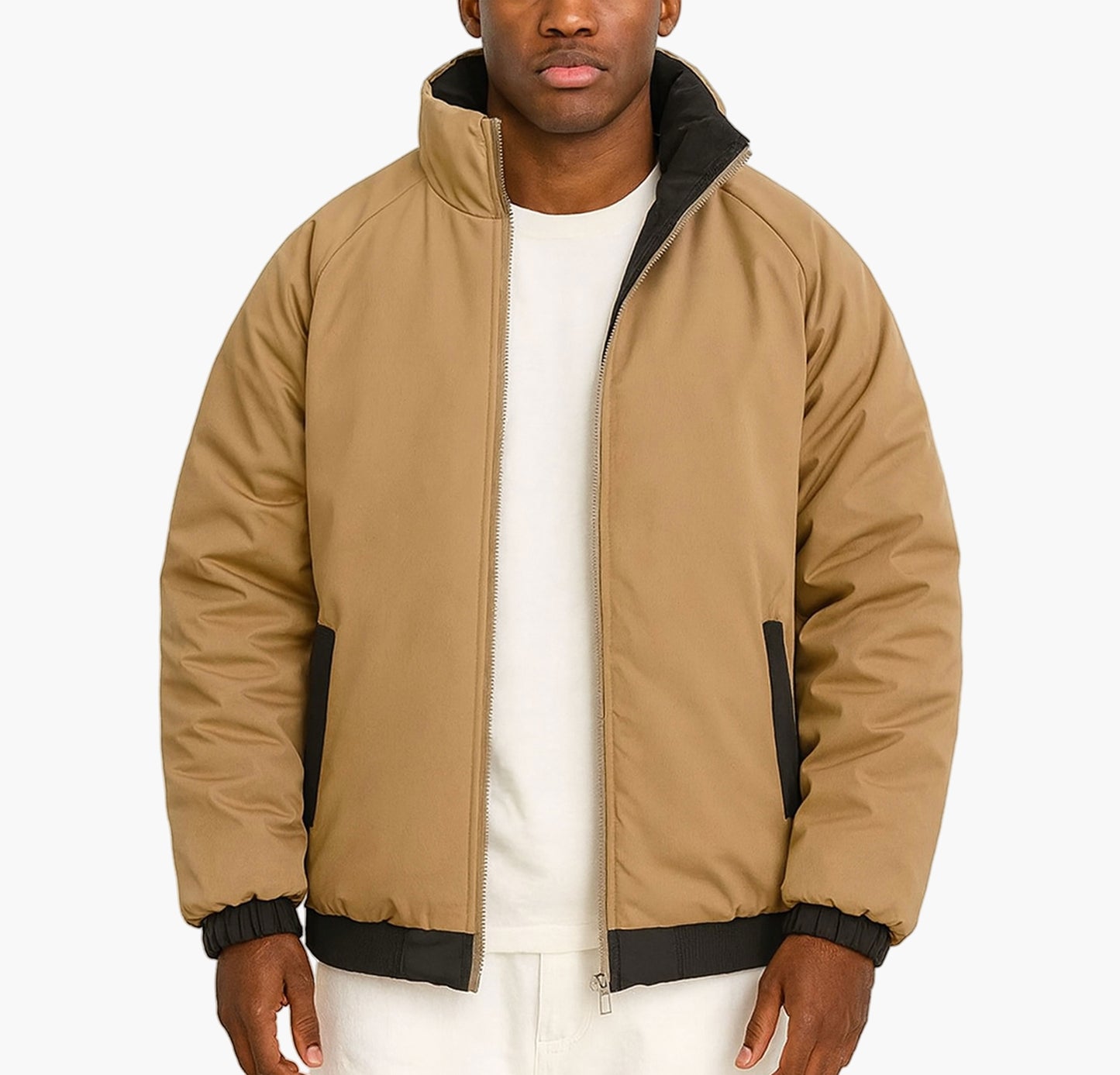 Men’s Reversible Half-Zip Jacket – Slim-Fit Windproof Winter Coat