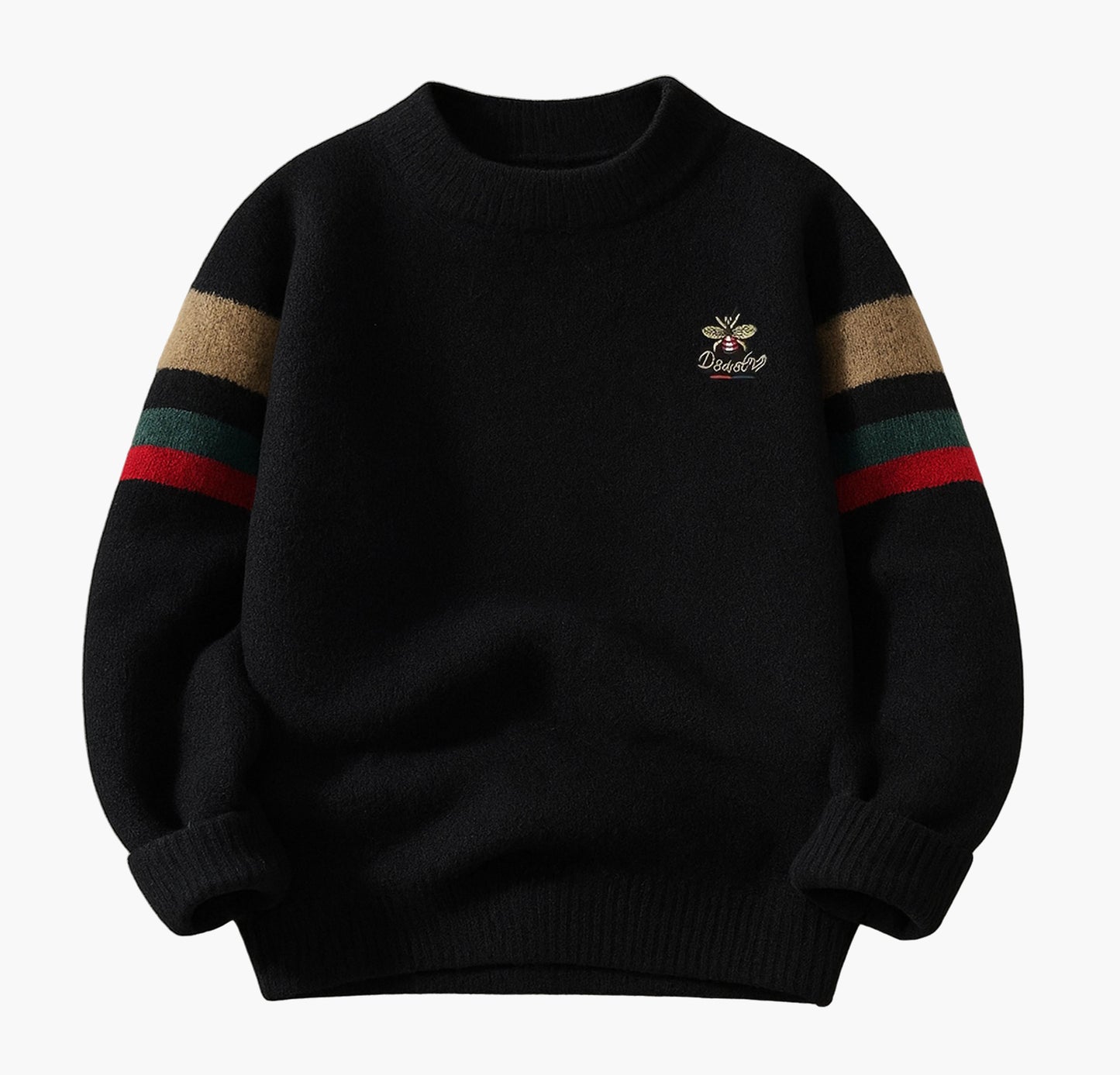 Men’s Cozy Fleece-Lined Knit Sweater – Brown Geometric Pullover