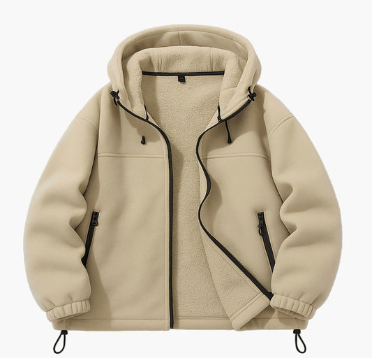 Men’s Heavy-Duty Hooded Jacket – Insulated Full-Zip Winter Coat