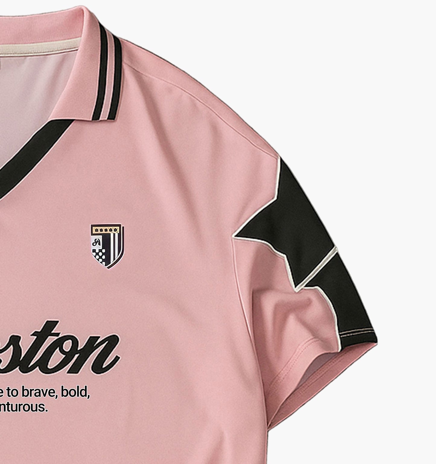 Men’s Pink Streetwear Shirt – Relaxed Fit with Black & White Contrast Trim