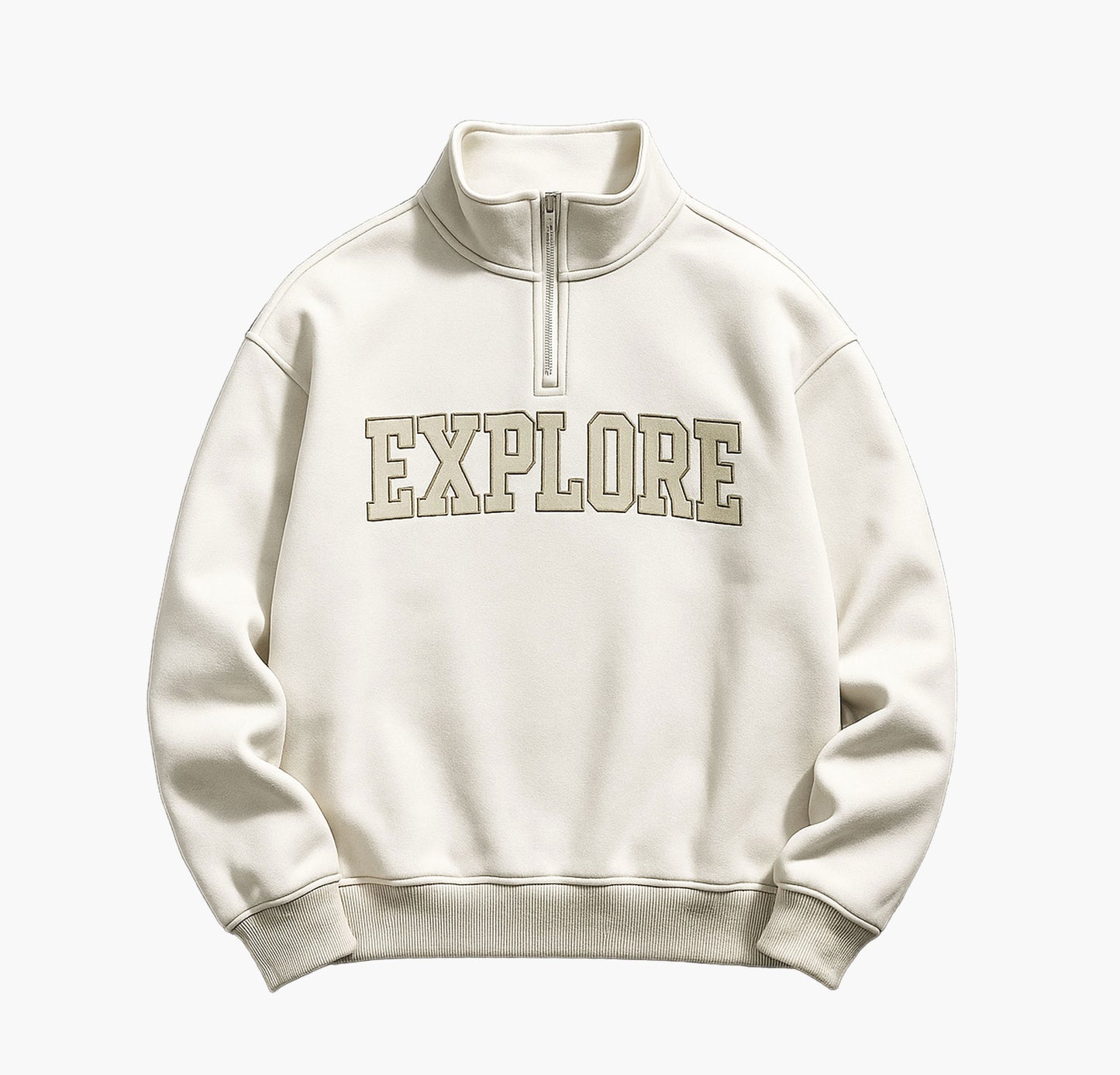 Men’s Oversized Half-Zip Sweatshirt – Thick Knit Casual Pullover