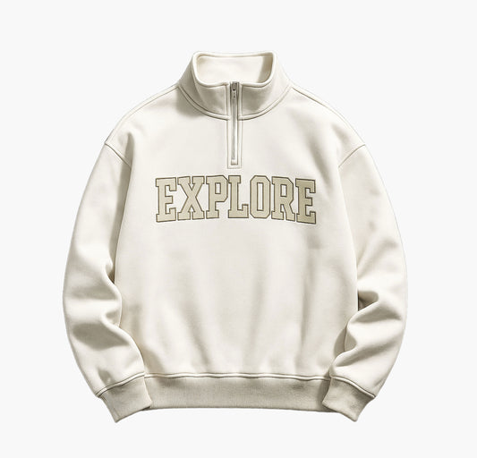 Men’s Oversized Half-Zip Sweatshirt – Thick Knit Casual Pullover