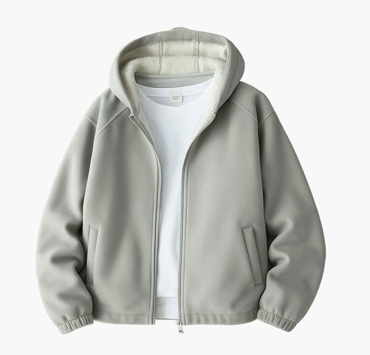 Men’s Hooded Fleece Jacket – Full-Zip Casual Pullover Coat