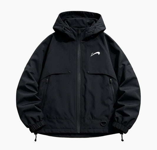 Men’s Hooded Windproof Jacket – Autumn/Winter Outdoor Coat