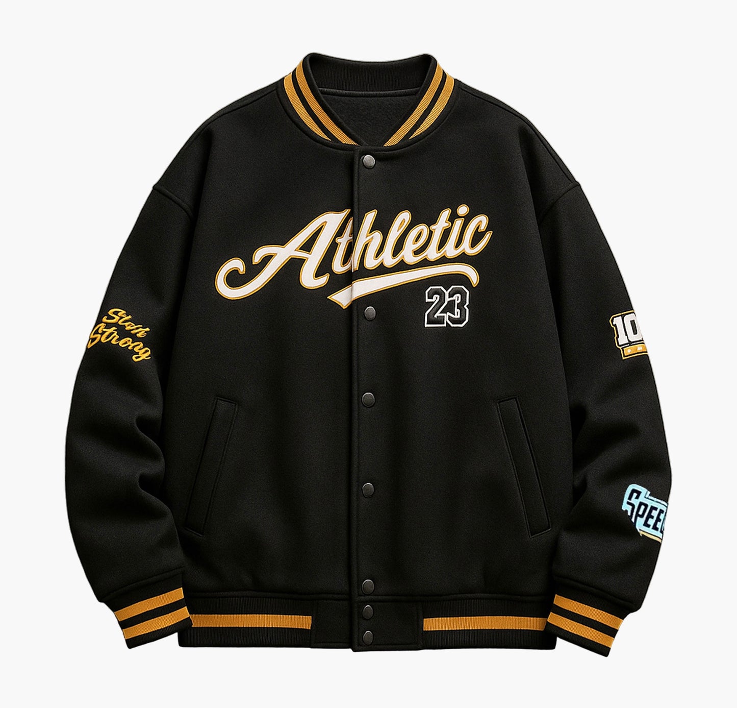 Men’s Casual Baseball Jacket – Sporty Letter Print Varsity Coat