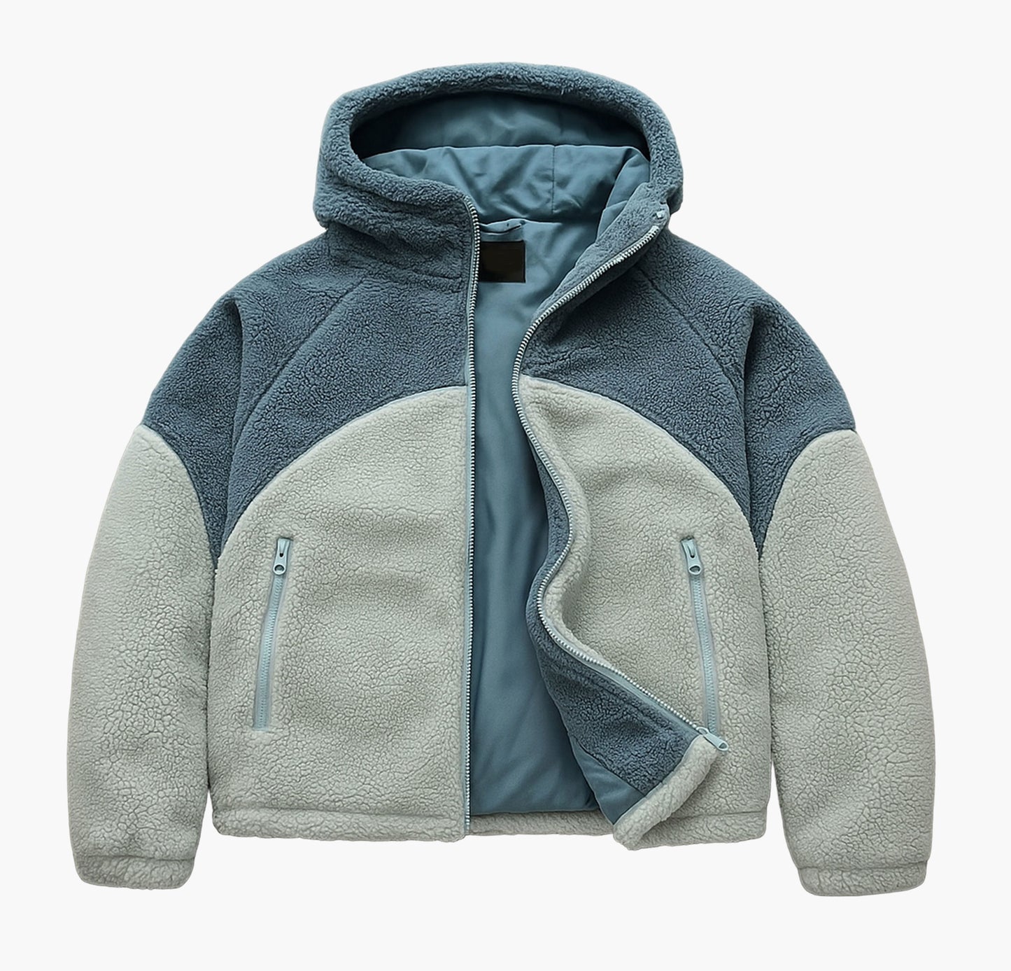 Men’s Color Block Hooded Jacket – Zip-Up Casual Winter Coat