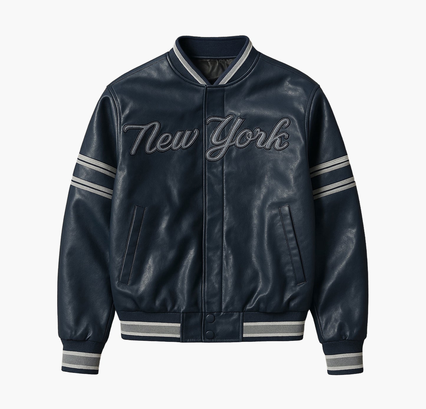 Men’s Retro Baseball Jacket – New York Letter Varsity Zip-Up Coat