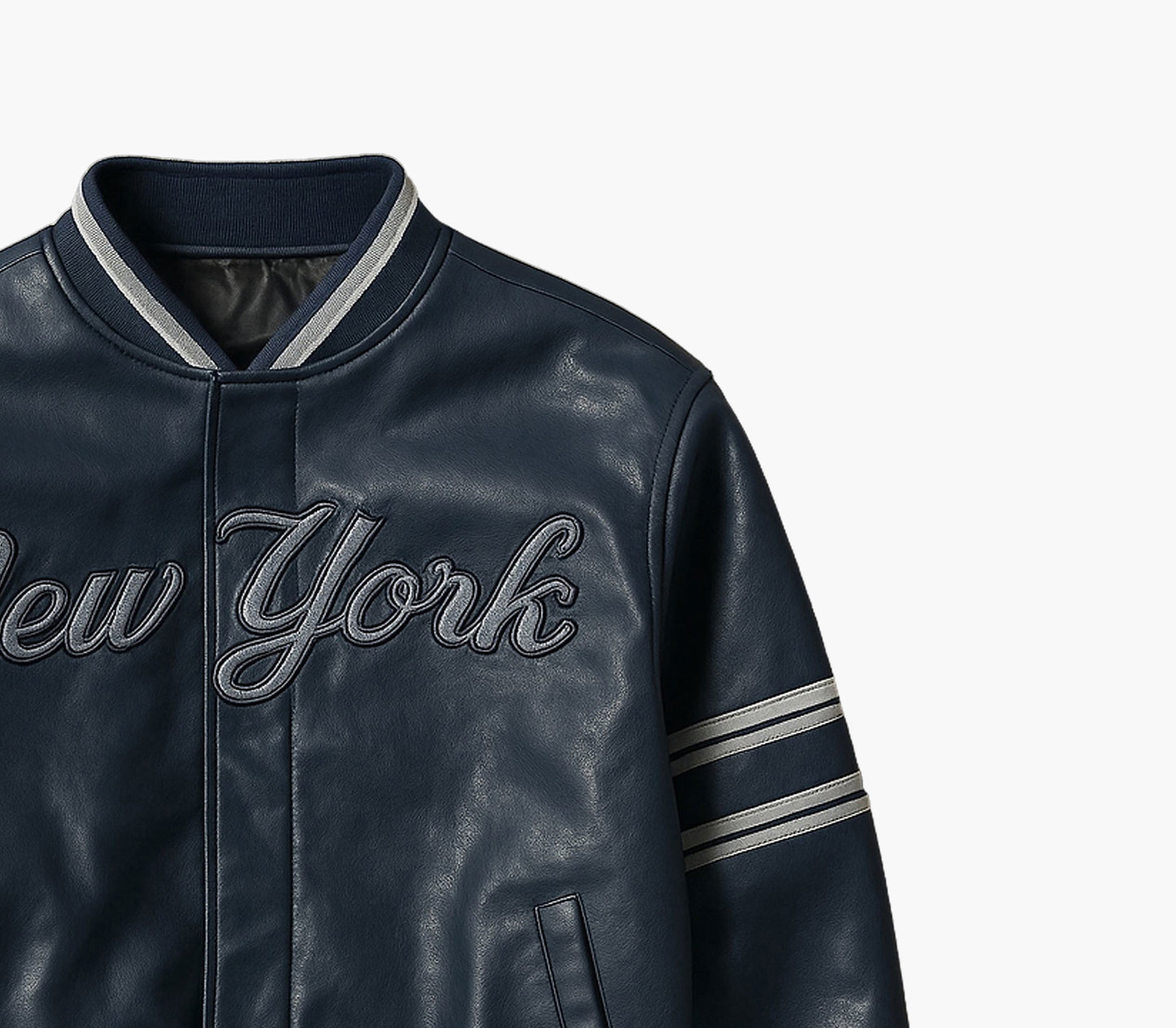 Men’s Retro Baseball Jacket – New York Letter Varsity Zip-Up Coat