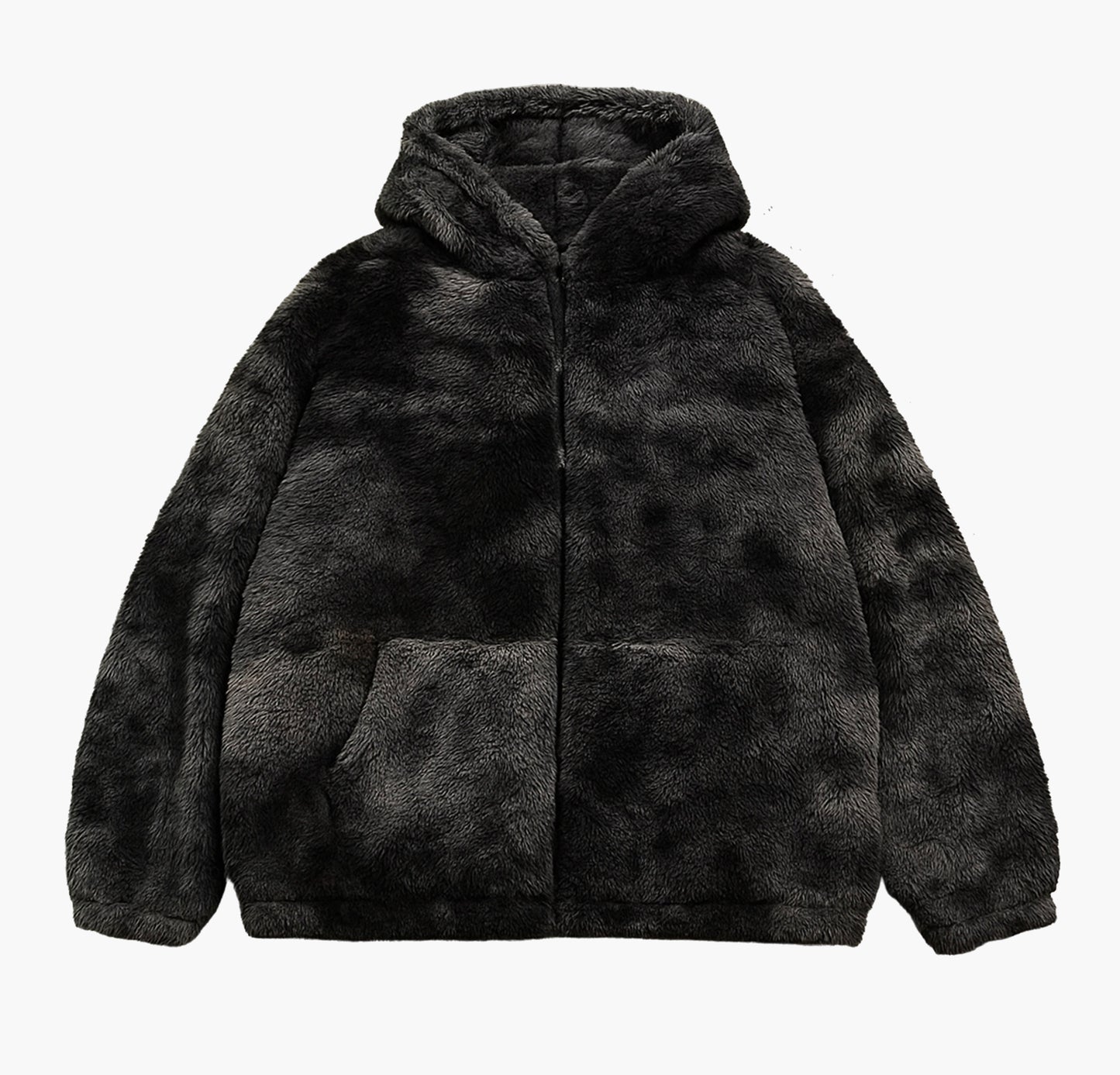 Men’s Tie-Dye Fleece Jacket – Full-Zip Hooded Winter Coat