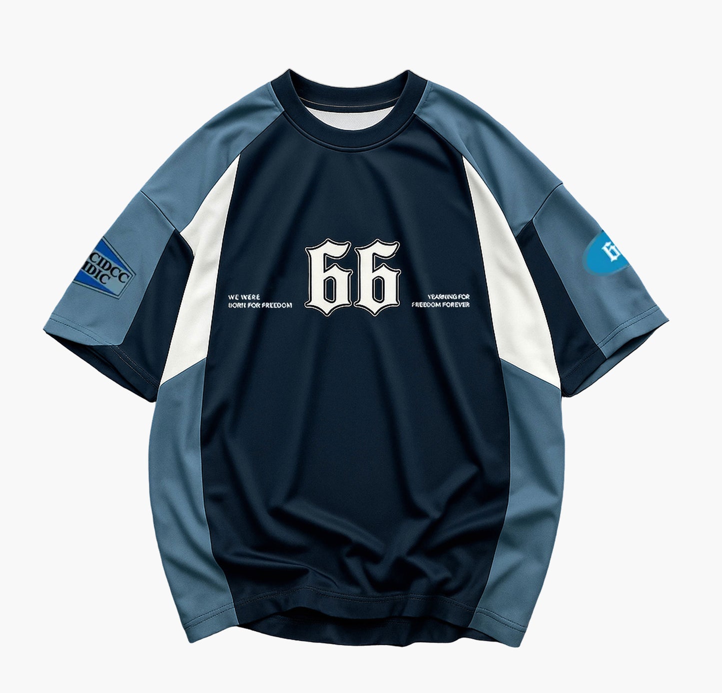 Men’s Heavyweight T-Shirt – Bold 3D “66” Print Crewneck Tee