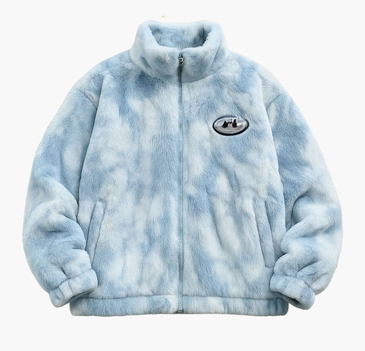 Men’s Plush Faux Fur Jacket – Oversized Winter Zip-Up Coat