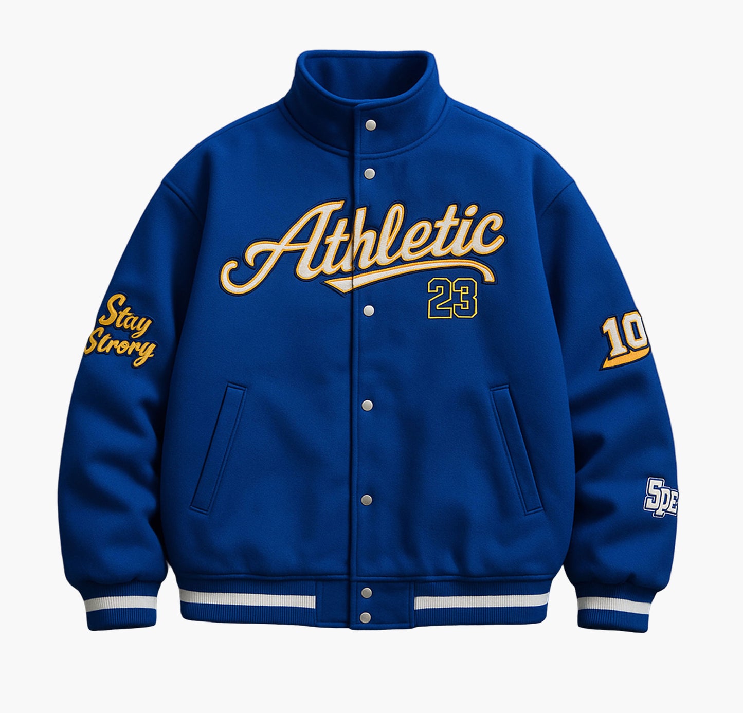 Men’s Casual Baseball Jacket – Letter Print Snap-Up Coat