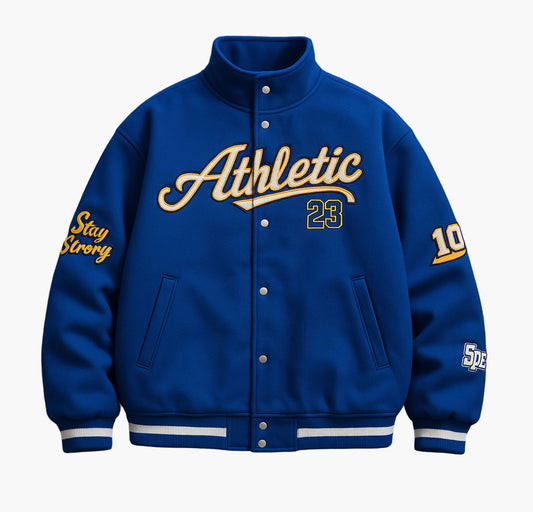 Men’s Casual Baseball Jacket – Letter Print Snap-Up Coat