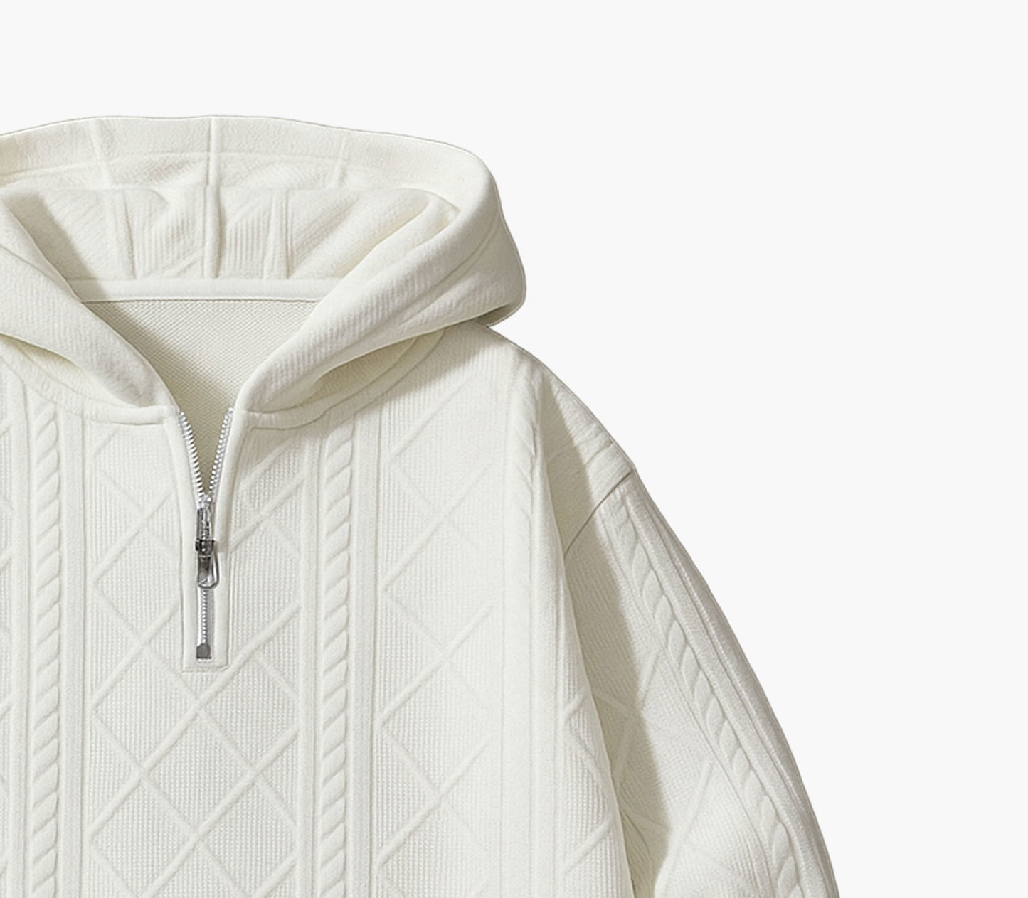 Men’s 3D Diamond Pattern Hoodie – Full-Zip Casual Sweatshirt