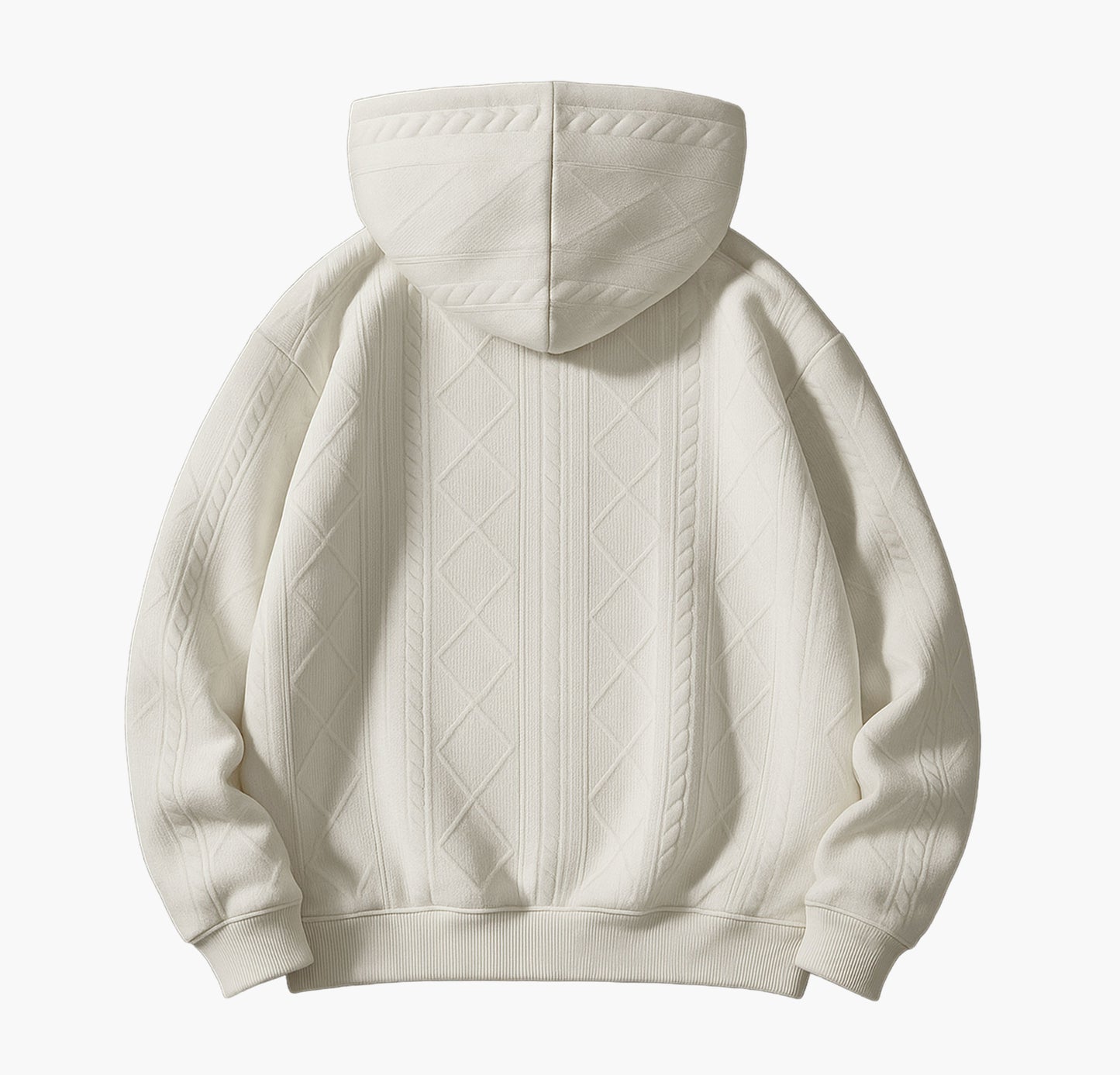 Men’s 3D Diamond Pattern Hoodie – Full-Zip Casual Sweatshirt