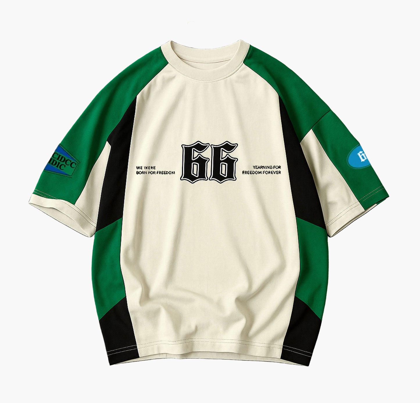 Men’s Heavyweight T-Shirt – 3D “66” Print Crewneck Casual Tee