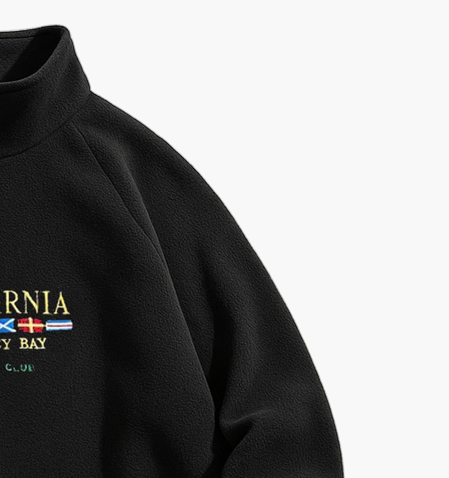 Men’s California Embroidered Fleece Zip-Up – Stand Collar Casual Sweatshirt