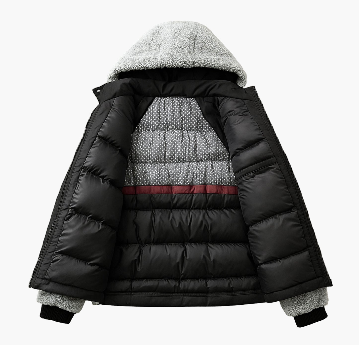 Men’s Hooded Fleece Jacket – Loose Fit Zip-Up Casual Coat