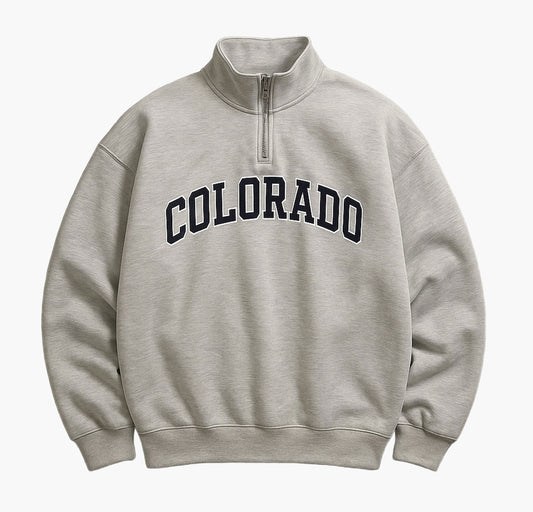 Men’s Vintage Half-Zip Hoodie – “COLORADO” Letter Print Pullover
