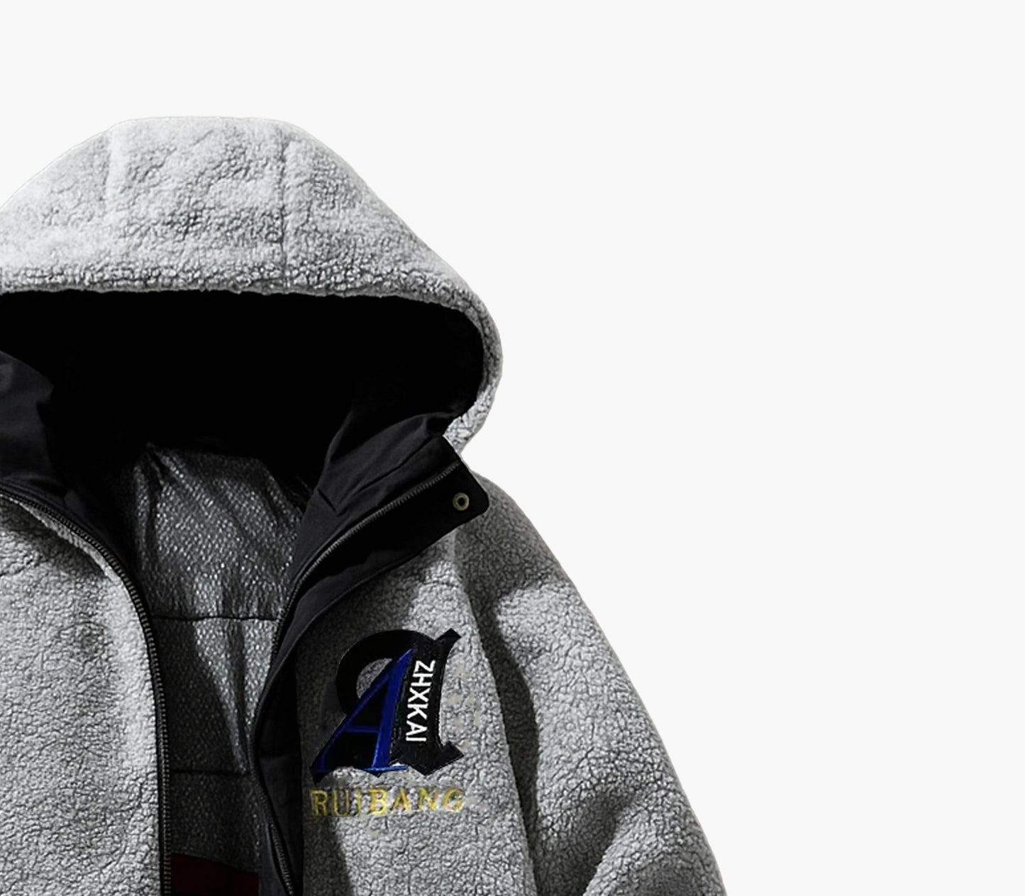 Men’s Hooded Fleece Jacket – Loose Fit Zip-Up Casual Coat