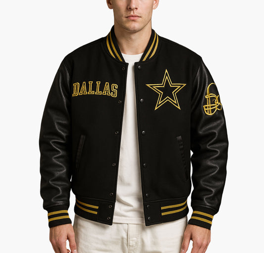 Men’s Varsity Jacket – Golden Sleeve Letterman Coat