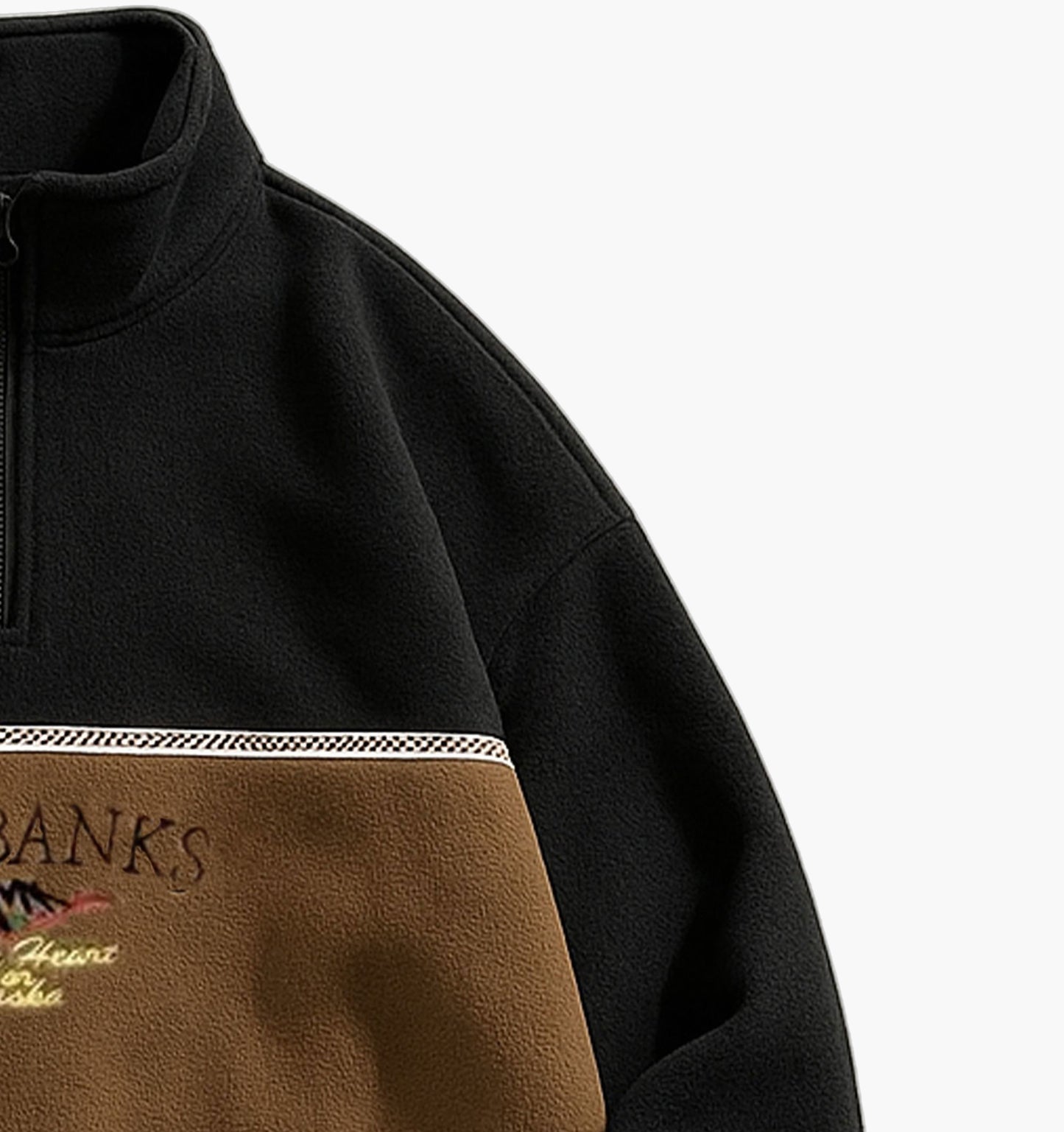 Men’s Color Block Fleece Hoodie – Zip-Up Sweatshirt with Embroidered Logo