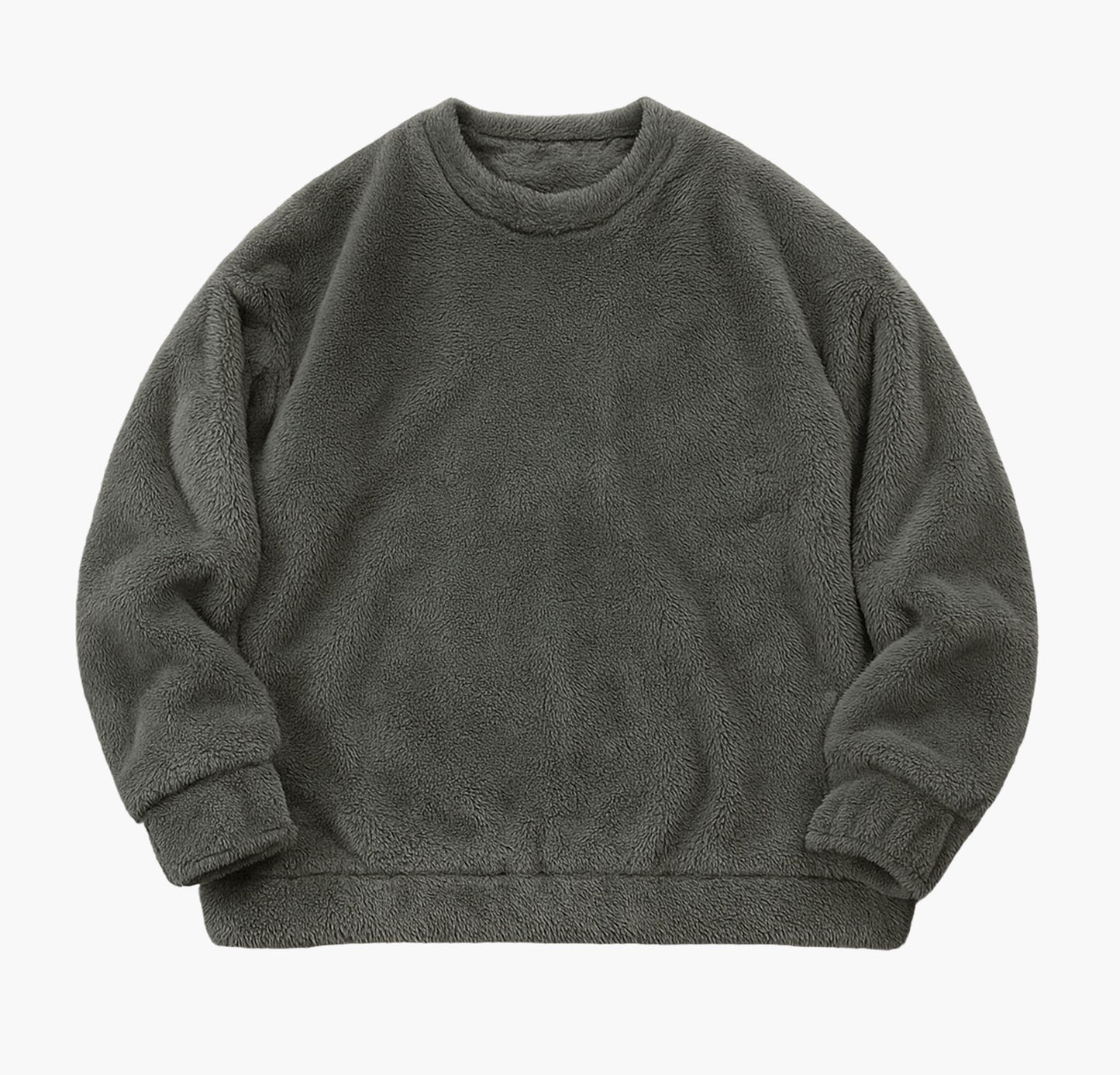 Men’s Plush Fleece Sweatshirt – Warm Crew Neck Pullover