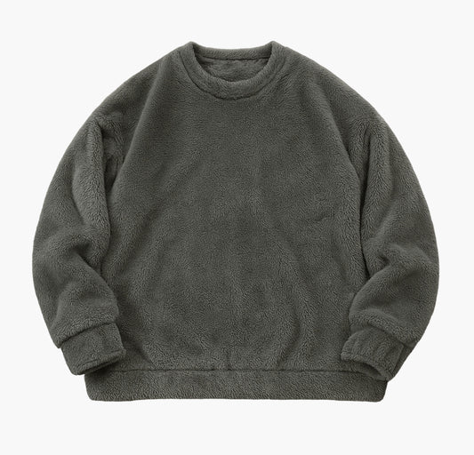 Men’s Plush Fleece Sweatshirt – Warm Crew Neck Pullover