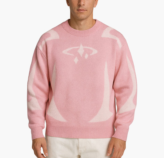 Men’s Knit Sweater – Black & White Abstract Pullover