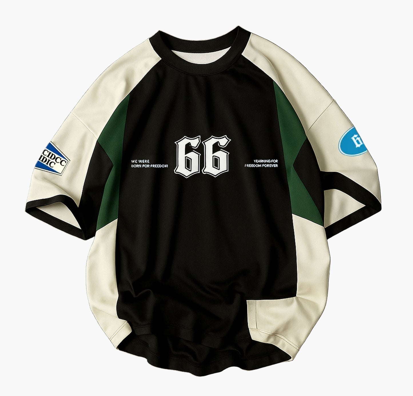 Men’s 3D “66” Print T-Shirt – Heavyweight Crewneck Cotton Tee