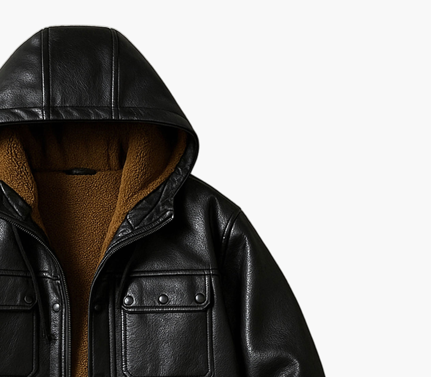 Men’s PU Leather Motorcycle Jacket – Fleece-Lined Winter Coat